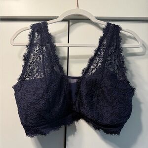 Lace Wireless Bralette - Navy